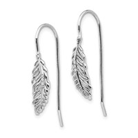 White Ice Sterling Silver Rhodium-plated Diamond Feather Dangle Earrings view 2