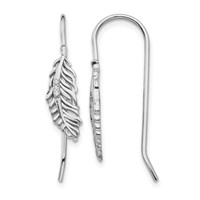 White Ice Sterling Silver Rhodium-plated Diamond Feather Dangle Earrings view 1