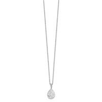 White Ice Sterling Silver Rhodium-plated Diamond Leaf Pendant Necklace with 2 Inch Extender, 18" view 2