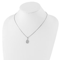 White Ice Sterling Silver Rhodium-plated Diamond Leaf Pendant Necklace with 2 Inch Extender, 18" view 4