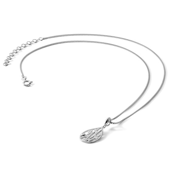 White Ice Sterling Silver Rhodium-plated 18 Inch Diamond Leaf Pendant Necklace with 2 Inch Extender