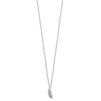 White Ice Sterling Silver Rhodium-plated Diamond Feather Necklace with 2 Inch Extender, 18" view 2