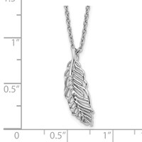 White Ice Sterling Silver Rhodium-plated Diamond Feather Necklace with 2 Inch Extender, 18" view 3