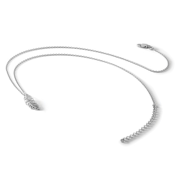 White Ice Sterling Silver Rhodium-plated 18 Inch Diamond Feather Necklace with 2 Inch Extender