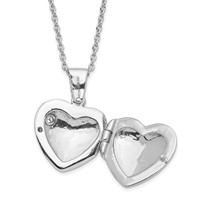 White Ice Sterling Silver Rhodium-plated Diamond Heart Locket Necklace with 2 Inch Extender, 18" view 3