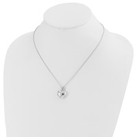 White Ice Sterling Silver Rhodium-plated Diamond Heart Locket Necklace with 2 Inch Extender, 18" view 4