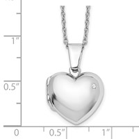 White Ice Sterling Silver Rhodium-plated Diamond Heart Locket Necklace with 2 Inch Extender, 18" view 5