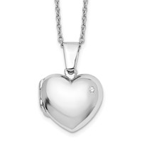 White Ice Sterling Silver Rhodium-plated Diamond Heart Locket Necklace with 2 Inch Extender, 18" view 1