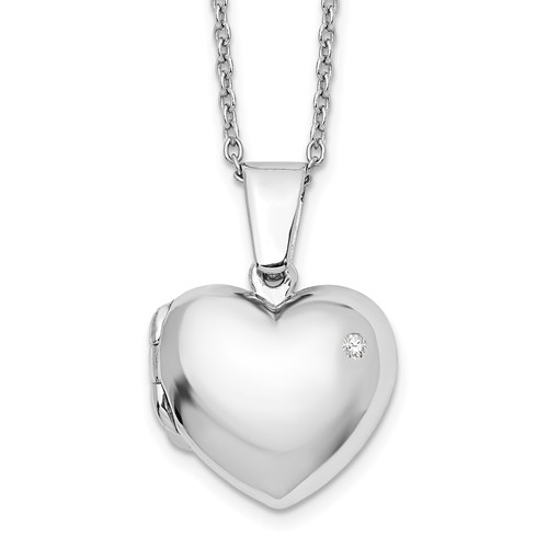 White Ice Sterling Silver Rhodium-plated Diamond Heart Locket Necklace with 2 Inch Extender, 18"