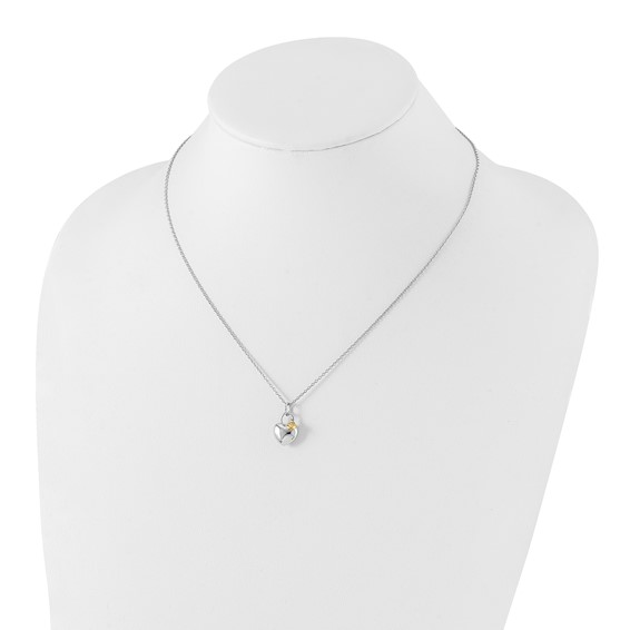 White Ice Sterling Silver Rhodium-plated Gold-tone 18 Inch Diamond Double Heart Necklace with 2 Inch Extender