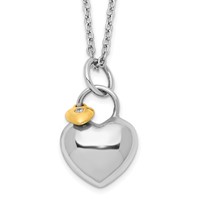 White Ice Sterling Silver Rhodium-plated Gold-tone Diamond Double Heart Necklace with 2 Inch Extender, 18" view 1