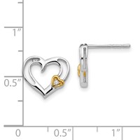 White Ice Sterling Silver Rhodium-plated Gold-tone Diamond Heart Post Earrings view 4