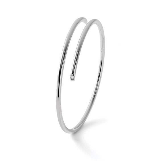 White Ice Sterling Silver Rhodium-plated Diamond Bangle