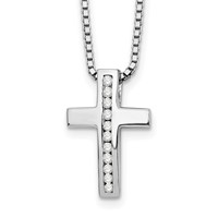 White Ice Sterling Silver Rhodium-plated Diamond Cross Slide Pendant Necklace with 2 Inch Extender, 18" view 1