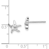 White Ice Sterling Silver Rhodium-plated Diamond Starfish Post Earrings view 4