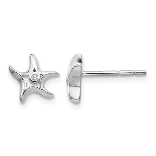 White Ice Sterling Silver Rhodium-plated Diamond Starfish Post Earrings