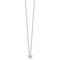 White Ice Sterling Silver Rhodium-plated Diamond Starfish Slide Pendant Necklace with 2 Inch Extender, 18" view 2
