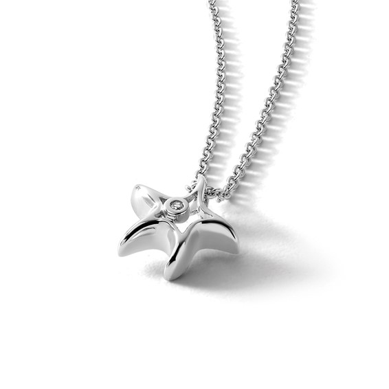 White Ice Sterling Silver Rhodium-plated 18 Inch Diamond Starfish Slide Pendant Necklace with 2 Inch Extender