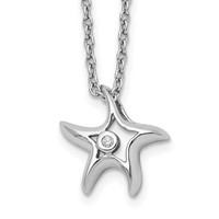 White Ice Sterling Silver Rhodium-plated Diamond Starfish Slide Pendant Necklace with 2 Inch Extender, 18" view 1