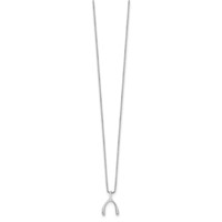 White Ice Sterling Silver Rhodium-plated Diamond Wishbone Slide Pendant Necklace with 2 Inch Extender, 18" view 2
