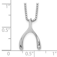 White Ice Sterling Silver Rhodium-plated Diamond Wishbone Slide Pendant Necklace with 2 Inch Extender, 18" view 3