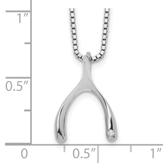 White Ice Sterling Silver Rhodium-plated 18 Inch Diamond Wishbone Slide Pendant Necklace with 2 Inch Extender