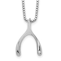 White Ice Sterling Silver Rhodium-plated Diamond Wishbone Slide Pendant Necklace with 2 Inch Extender, 18" view 1