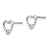 White Ice Sterling Silver Rhodium-plated Diamond Open Heart Post Earrings view 2