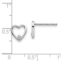White Ice Sterling Silver Rhodium-plated Diamond Open Heart Post Earrings view 4