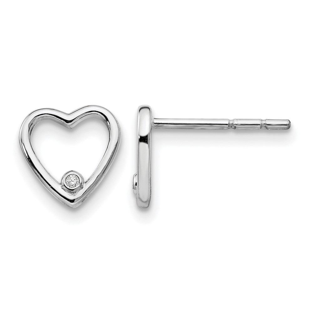 White Ice Sterling Silver Rhodium-plated Diamond Open Heart Post Earrings