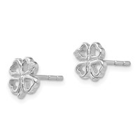White Ice Sterling Silver Rhodium-plated Diamond Clover Post Earrings view 2