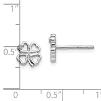 White Ice Sterling Silver Rhodium-plated Diamond Clover Post Earrings view 4
