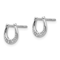 White Ice Sterling Silver Rhodium-plated Diamond Horseshoe Post Earrings view 2