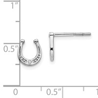 White Ice Sterling Silver Rhodium-plated Diamond Horseshoe Post Earrings view 4