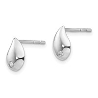 White Ice Sterling Silver Rhodium-plated Diamond Teardrop Post Earrings view 2