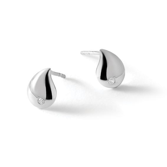 White Ice Sterling Silver Rhodium-plated Diamond Teardrop Post Earrings