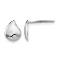 White Ice Sterling Silver Rhodium-plated Diamond Teardrop Post Earrings view 1