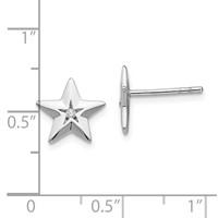 White Ice Sterling Silver Rhodium-plated Diamond Star Post Earrings view 4