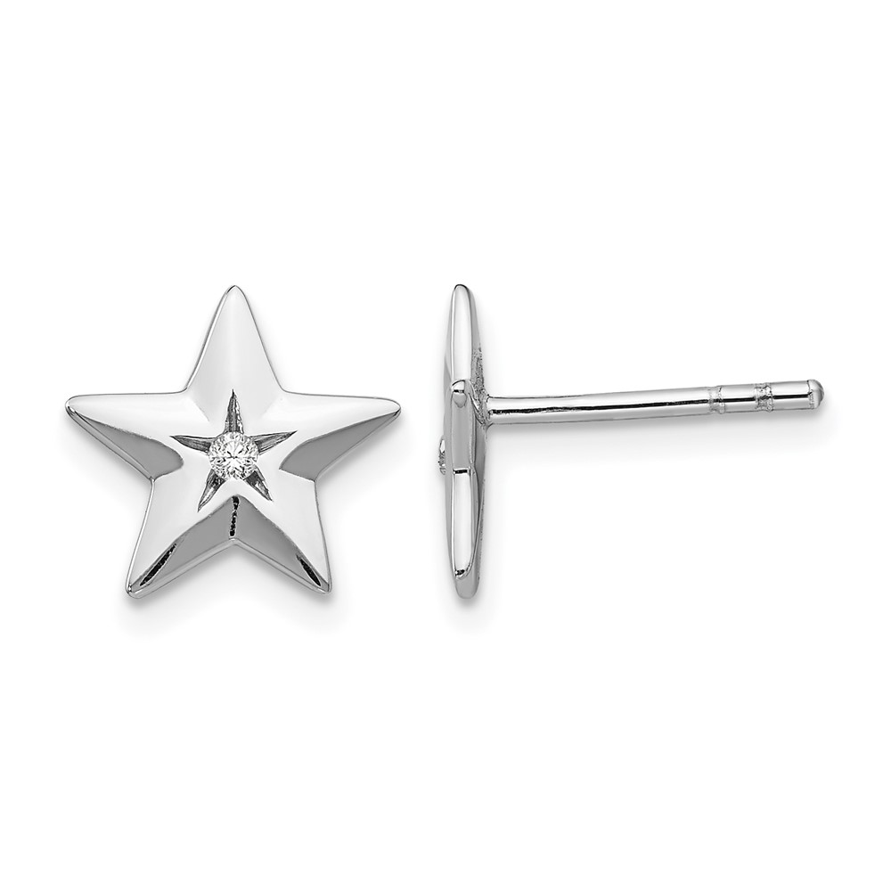 White Ice Sterling Silver Rhodium-plated Diamond Star Post Earrings