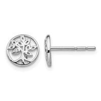 White Ice Sterling Silver Rhodium-plated Diamond Tree Post Earrings view 1