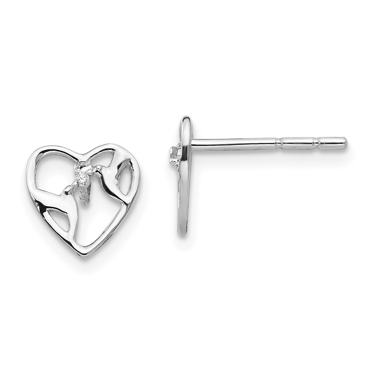 Ss White Ice Diamond Bird Heart Post Earrings Ss White Ice Diamond Bird Heart Post Earrings