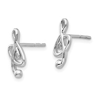 White Ice Sterling Silver Rhodium-plated Diamond Musical Post Earrings view 2