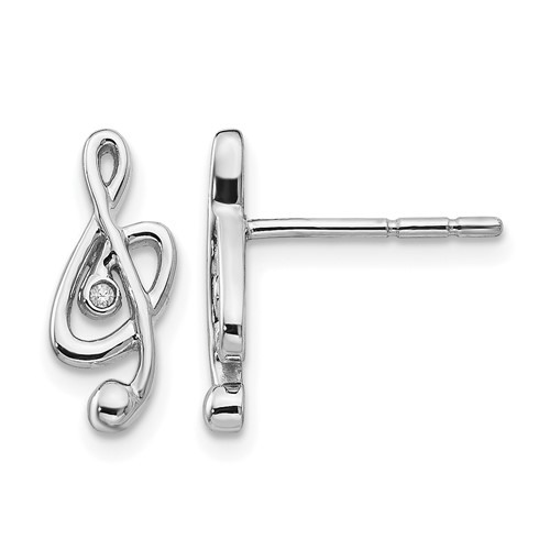 White Ice Sterling Silver Rhodium-plated Diamond Musical Post Earrings