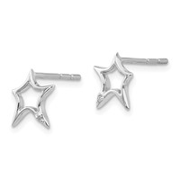 White Ice Sterling Silver Rhodium-plated Diamond Star Post Earrings view 2