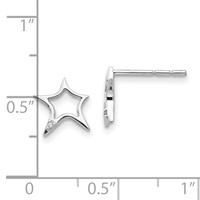 White Ice Sterling Silver Rhodium-plated Diamond Star Post Earrings view 4