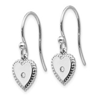 White Ice Sterling Silver Rhodium-plated Diamond Shepherd Hook Heart Dangle Earrings view 2