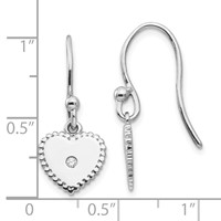 White Ice Sterling Silver Rhodium-plated Diamond Shepherd Hook Heart Dangle Earrings view 4