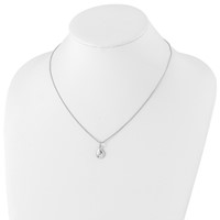 White Ice Sterling Silver Rhodium-plated Diamond Teardrop Necklace with 2 Inch Extender, 18" view 4
