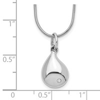 White Ice Sterling Silver Rhodium-plated Diamond Teardrop Necklace with 2 Inch Extender, 18" view 3