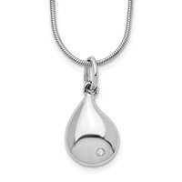 White Ice Sterling Silver Rhodium-plated Diamond Teardrop Necklace with 2 Inch Extender, 18" view 1